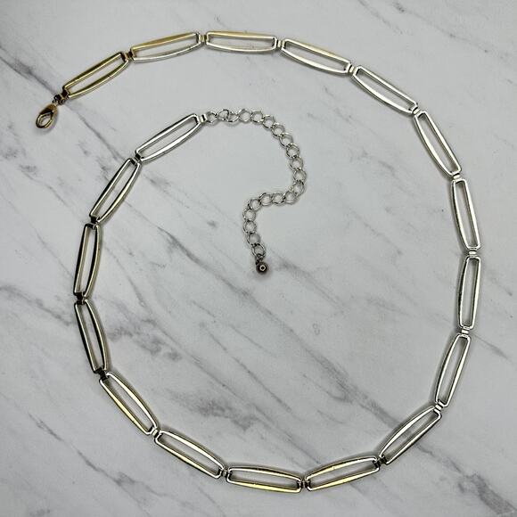 Skinny Silver Gold Chain Link Belt Large XL Two Tone ✨ - Picture 2 of 11